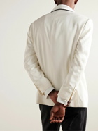 Brunello Cucinelli - Satin-Trimmed Silk-Twill Tuxedo Jacket - Neutrals