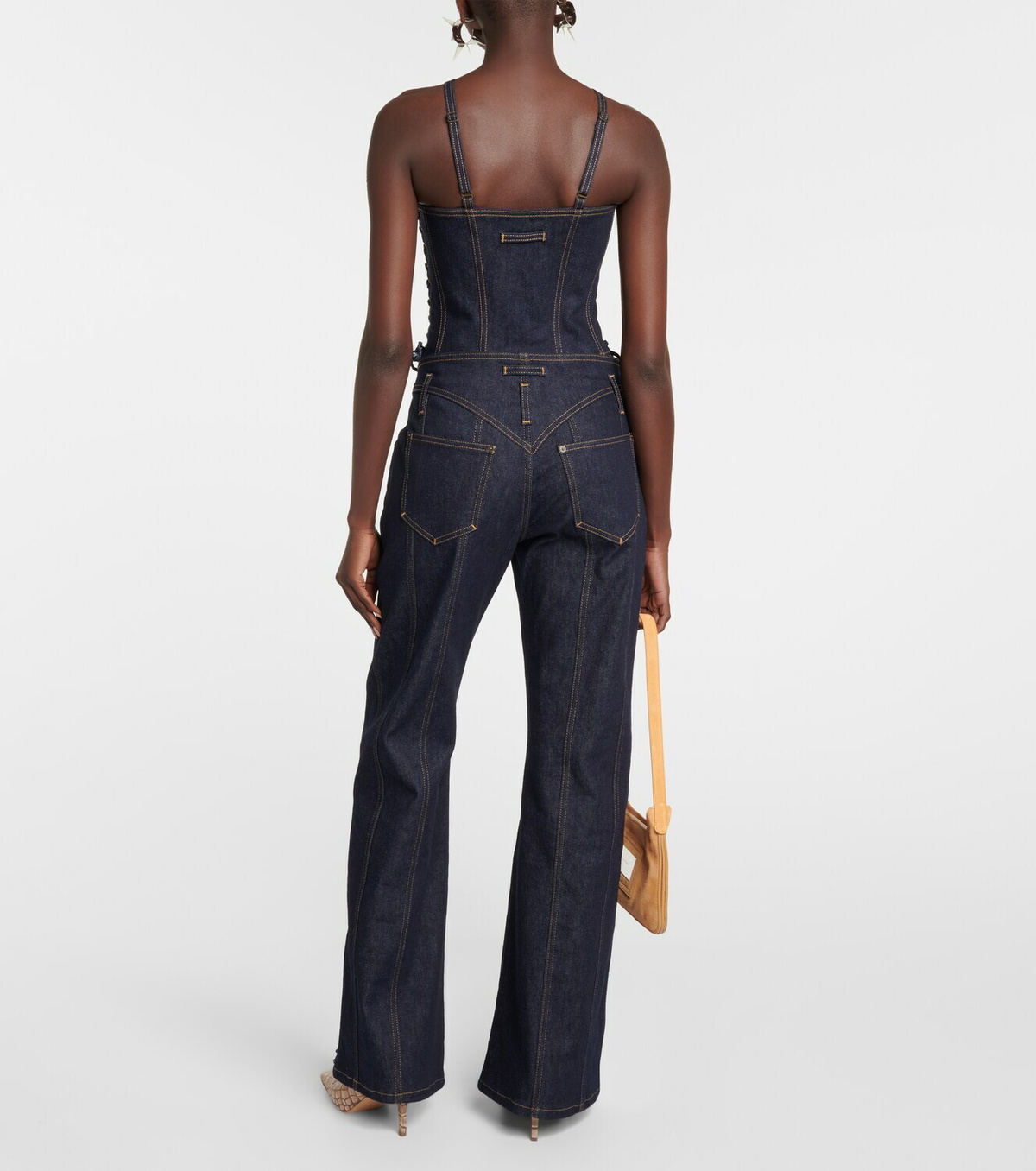 Jean Paul Gaultier Lace-up low-rise bootcut jeans