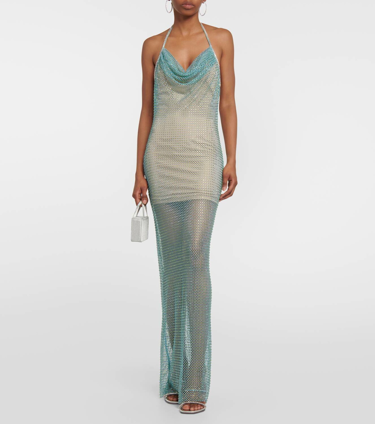 Self-Portrait Crystal-embellished cowlneck maxi dress Self