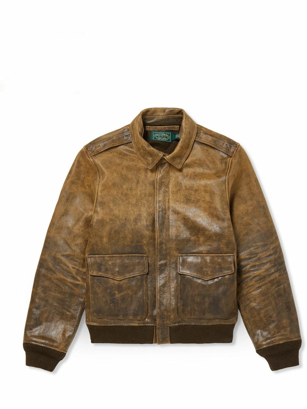 Photo: Polo Ralph Lauren - Polo Country Cracked-Leather Blouson Jacket - Brown