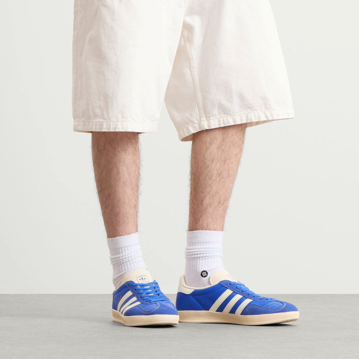 Adidas Gazelle Indoor Sneaker in Blue/Cream White/Gold