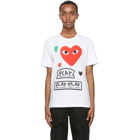 Comme des Garcons Play White and Red Multi Logo T-Shirt
