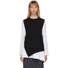 Enfold White and Black Knit Layered Long Sleeve T-Shirt