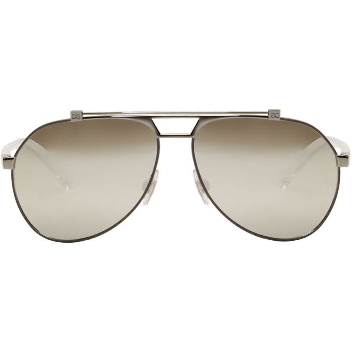 Photo: Dolce and Gabbana Gunmetal Aviator Sunglasses