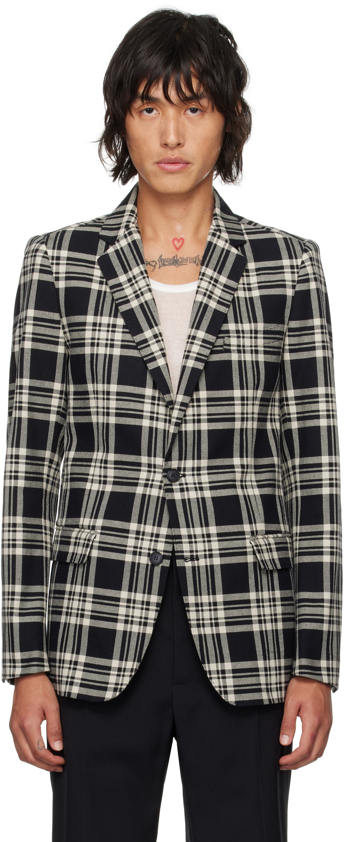 Walter Van Beirendonck Black & Beige Sharp Blazer
