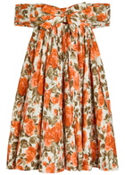 Chloe Floral-print Cotton Mini Dress Orange