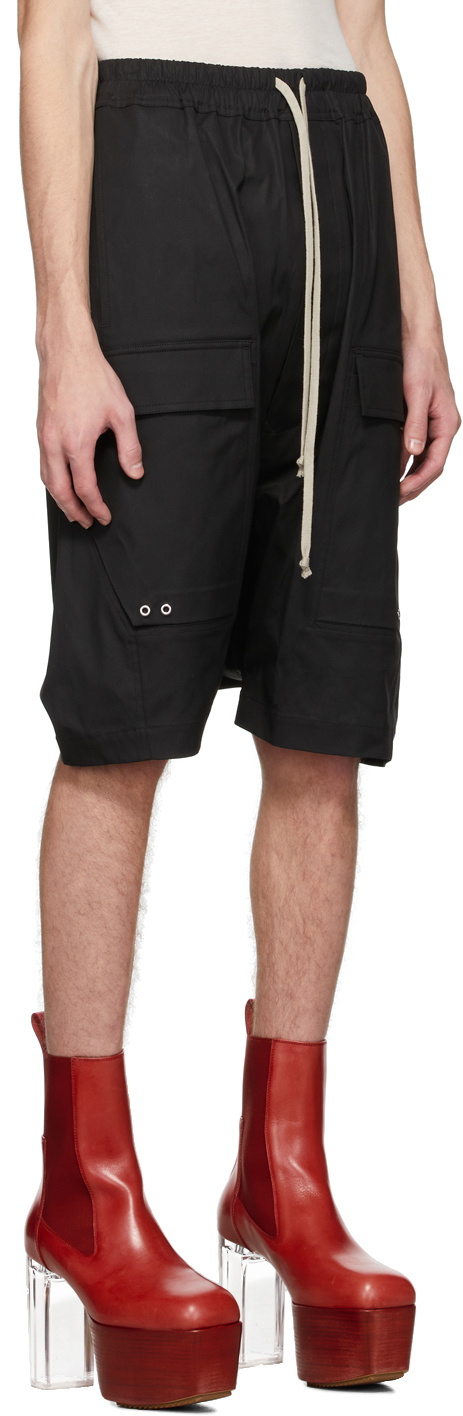 Rick Owens Black Cargo Pods Shorts Rick Owens