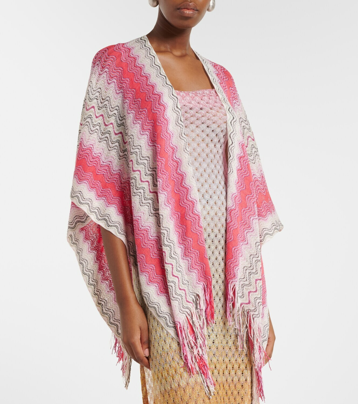 Missoni Lamé fringed poncho