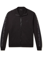 Moncler - Logo-Print Shell-Trimmed Cotton-Jersey Zip-Up Sweatshirt - Black