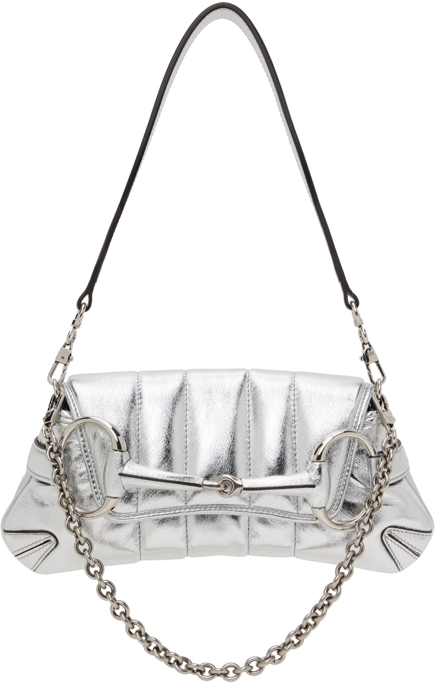 Gucci Silver Small Horsebit Chain Shoulder Bag Gucci