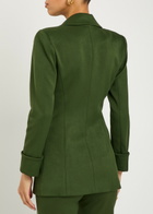 Alice + Olivia Burns Woven Blazer Dark Green