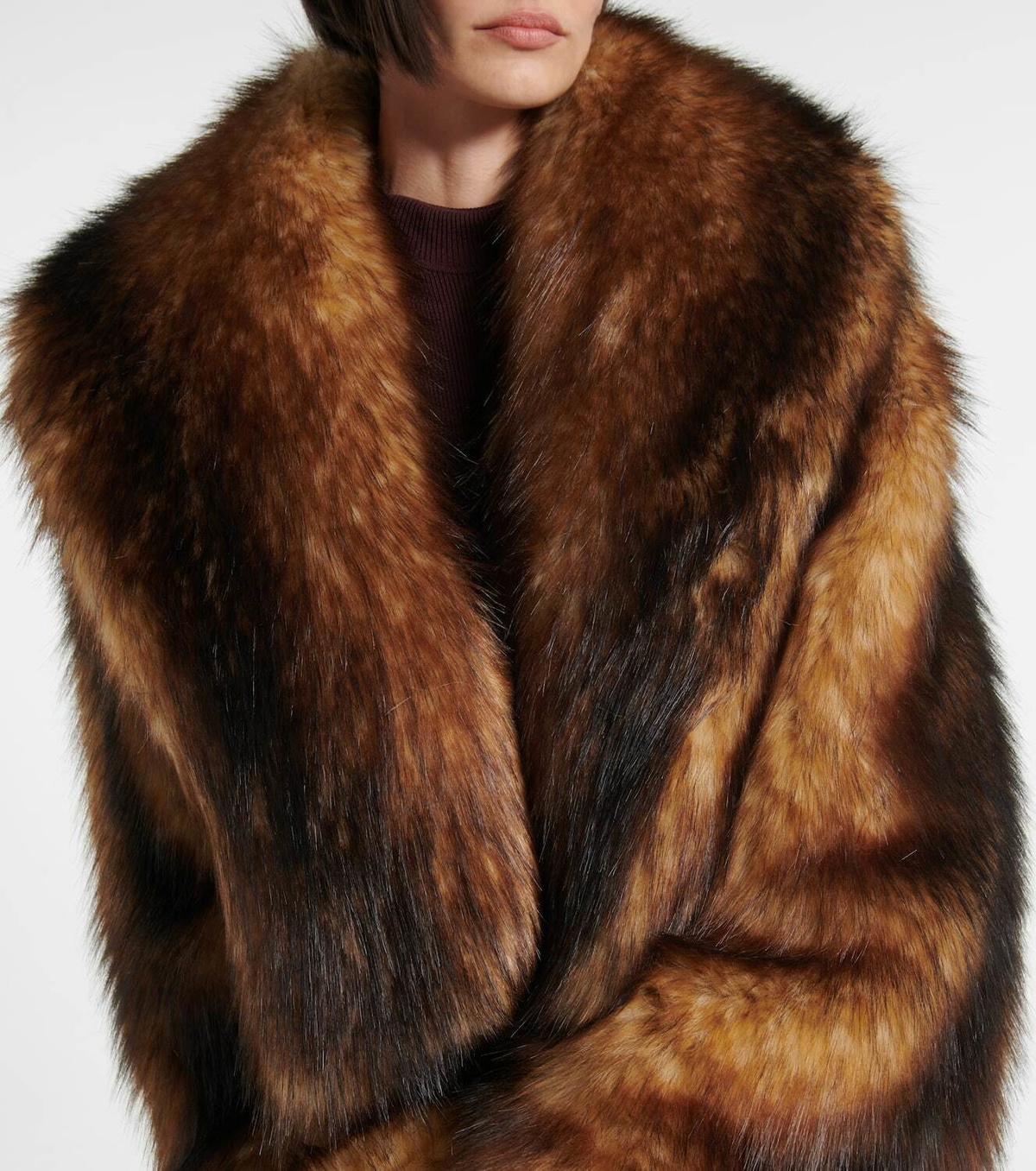 David Koma Cropped oversized faux fur coat