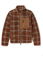 Burberry - Twill-Panelled Checked Fleece Jacket - Brown
