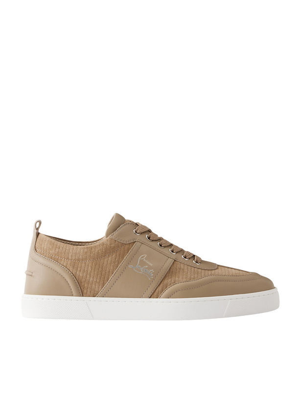 Photo: Christian Louboutin - Retero Leather-Trimmed Suede Sneakers - Neutrals