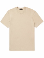 TOM FORD - Logo-Embroidered Lyocell and Cotton-Blend Jersey T-Shirt - Neutrals