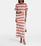 Rabanne Gathered striped cotton-blend T-shirt
