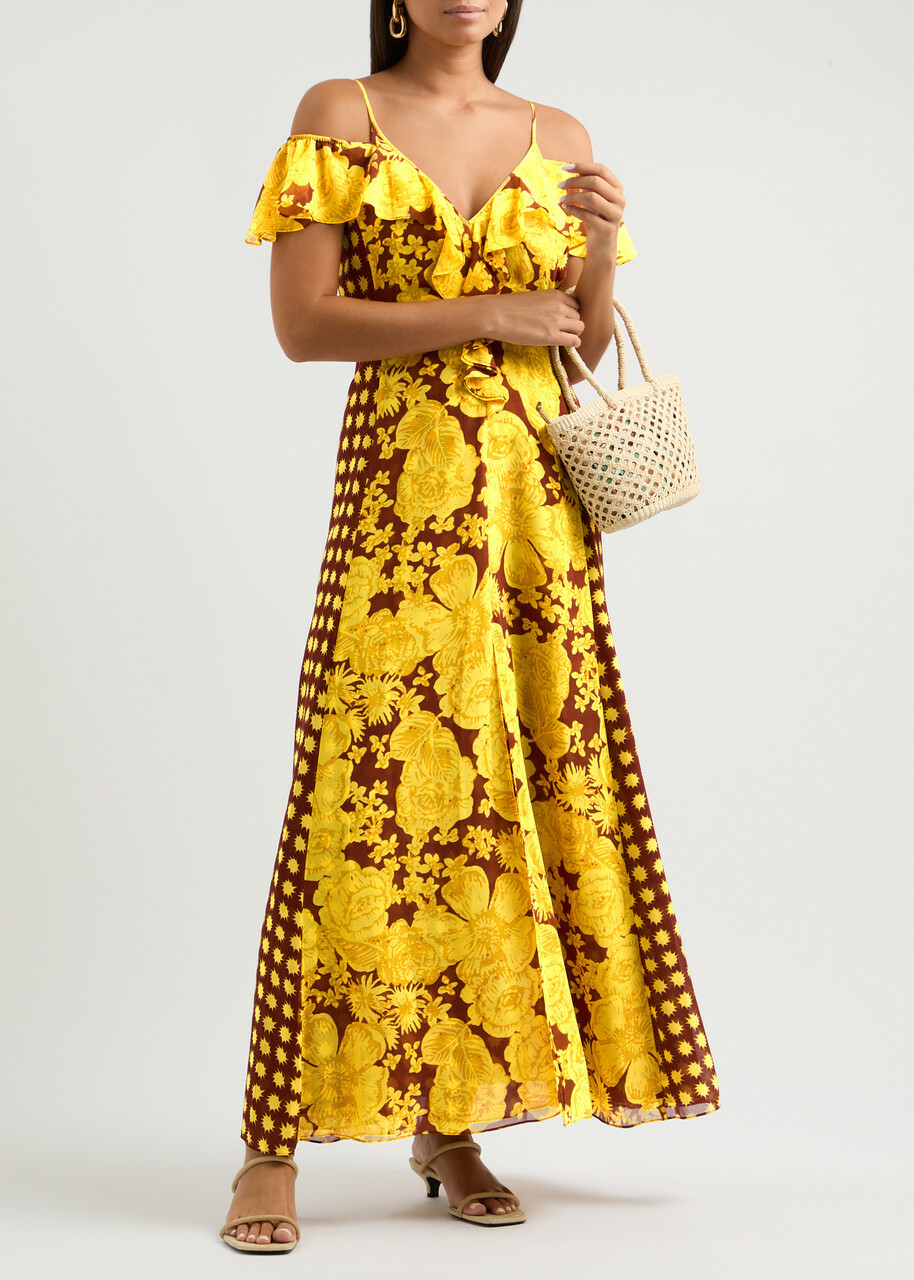 knee length dresses for ladies Sun Chaser Maxi Dress Lemon/Coral / L