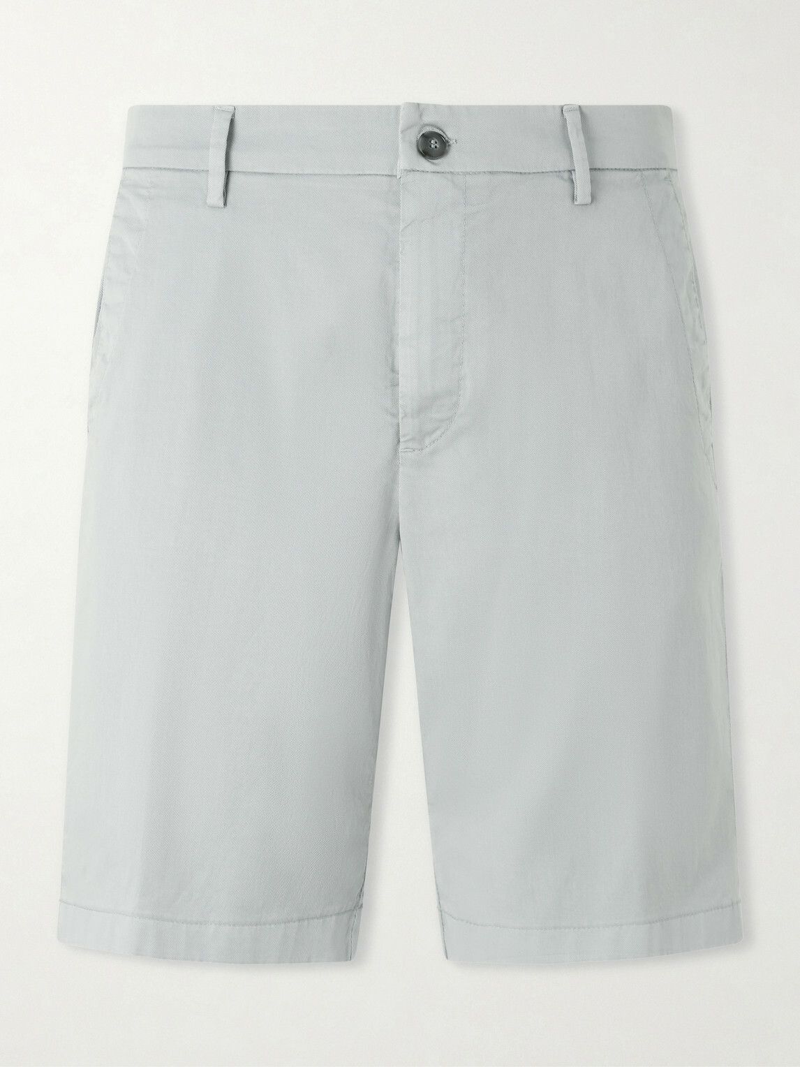 Canali - Straight-Leg Stretch Cotton-Blend Gabardine Shorts - Blue