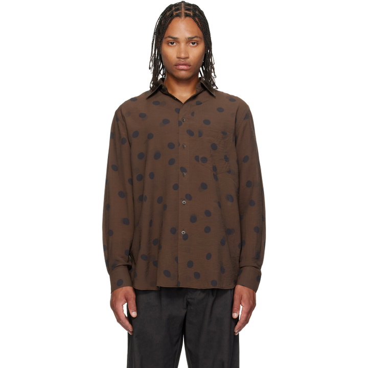 Photo: Paul Smith Brown Shadow Polka Viscose-Wool Shirt