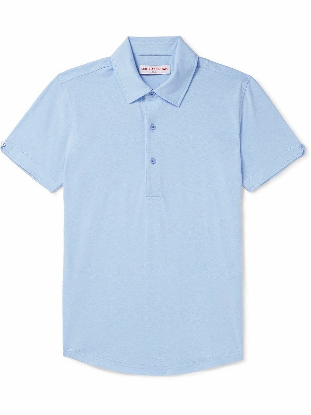 Photo: Orlebar Brown - Sebastian Slim-Fit Cotton and Silk-Blend Jersey Polo Shirt - Blue