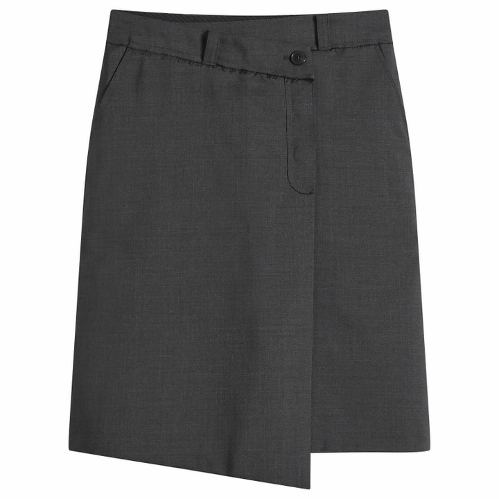 Photo: mfpen Women's Reworked Skirt in Dark Grey Tropical Wool