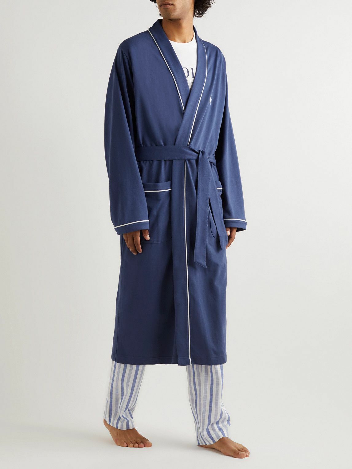 Polo Ralph Lauren - Logo-Embroidered Cotton-Blend Robe - Blue Polo ...
