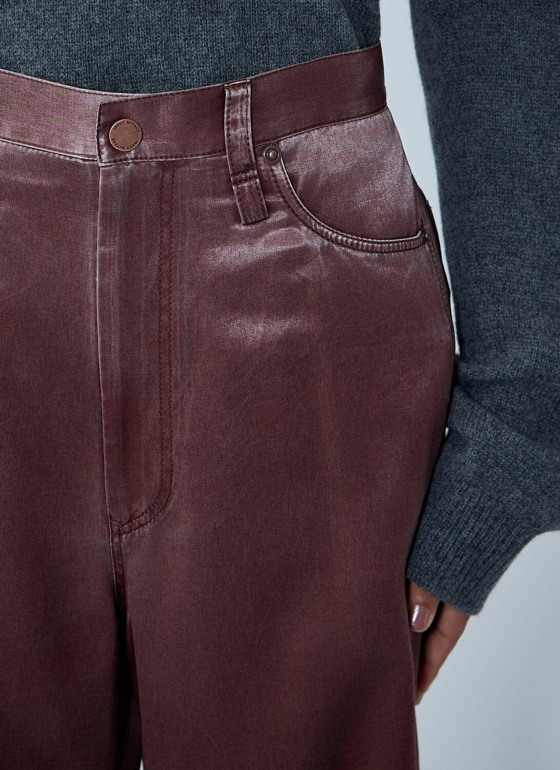 Issey Miyake Satin Wide-Leg Jeans