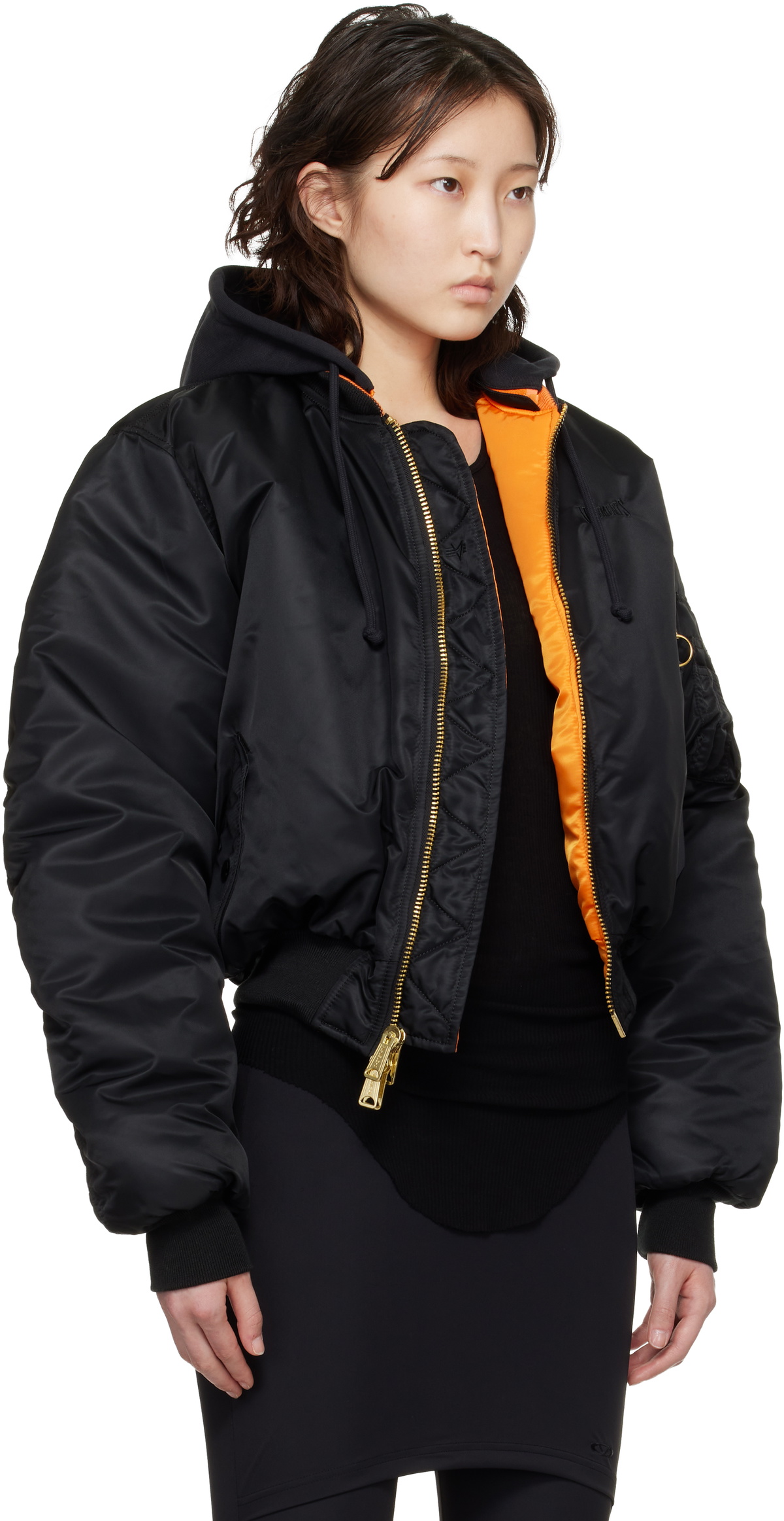 VETEMENTS Black & Orange Alpha Industries Edition Fitted Reversible Bomber Jacket