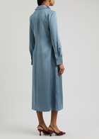 Stine Goya Satin Midi Shirt Dress Blue