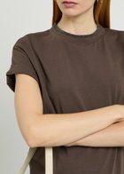 Brunello Cucinelli Crystal-embellished Stretch-cotton T-shirt Dark Brown