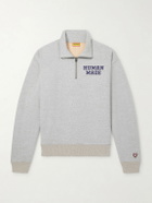 Human Made - Logo-Print Cotton-Jersey Half-Zip Sweatshirt - Gray