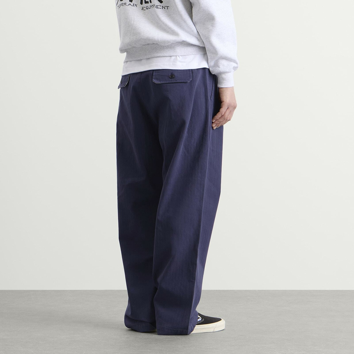 Butter Goods Men's Pleated Trousers in Washed Navy