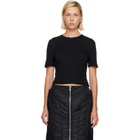 Simone Rocha Black Cropped Pointelle T-shirt