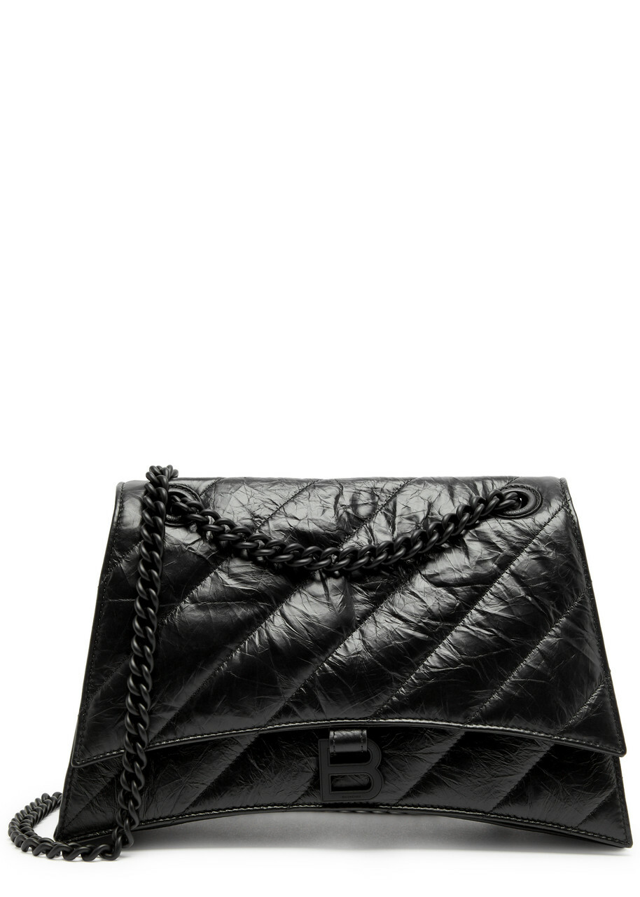 【関税&送料込】Balenciaga Crush Medium Shoulder Bag In Quil Balenciaga Crush Medium Quilted Leather Shoulder bag - Black