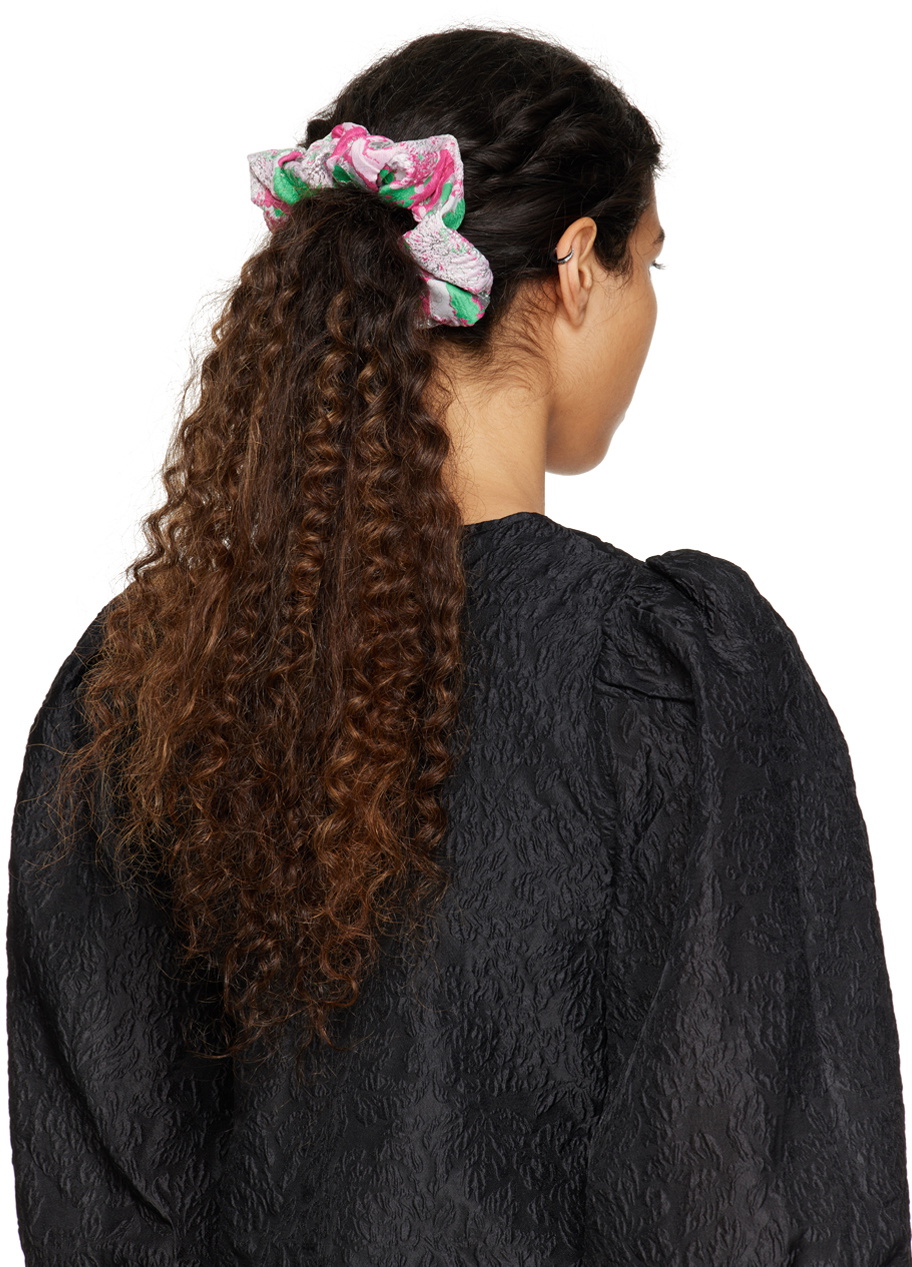 GANNI White & Pink Floral Scrunchie GANNI