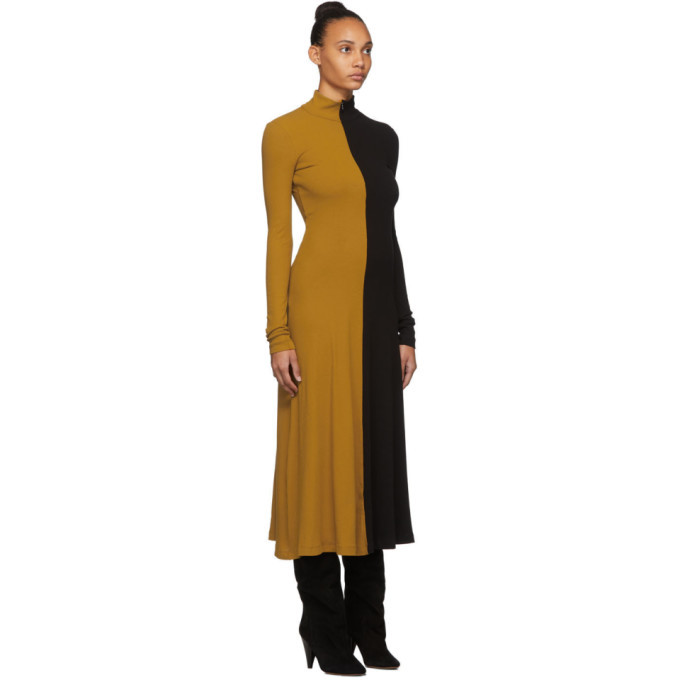 Rosetta Getty Yellow and Black Zip-Up Turtleneck Dress Rosetta Getty