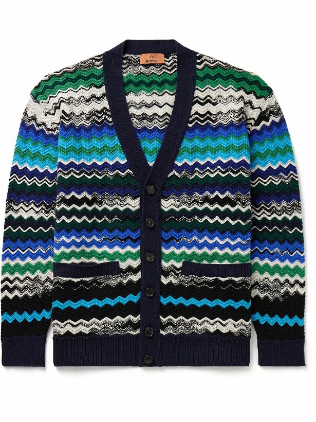 Photo: Missoni - Striped Crocheted Wool-Blend Cardigan - Black