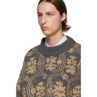 Dries Van Noten Grey and Tan Taco Sweater