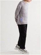 MCQ - Appliquéd Ribbed Cotton Sweater - Gray