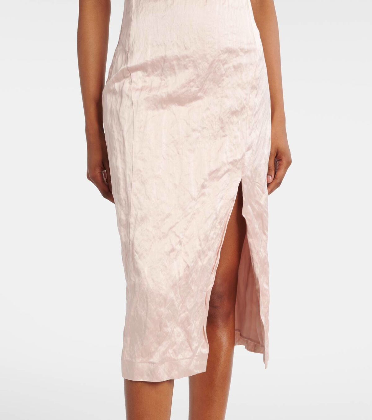 Blumarine Floral-appliqué satin midi dress