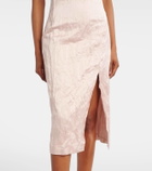 Blumarine Floral-appliqué satin midi dress