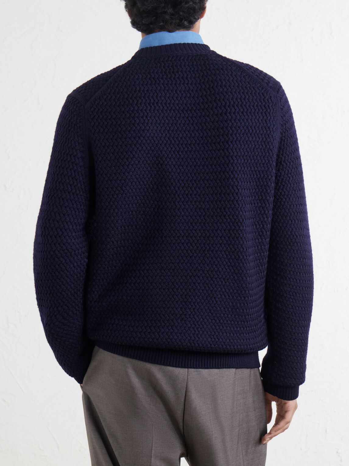 Sunspel - Merino Wool-Basketweave Sweater - Blue