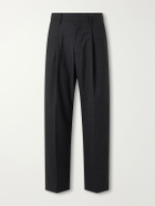 NN07 - Kay 10037 Straight-Leg Pleated Pinstriped Woven Trousers - Gray