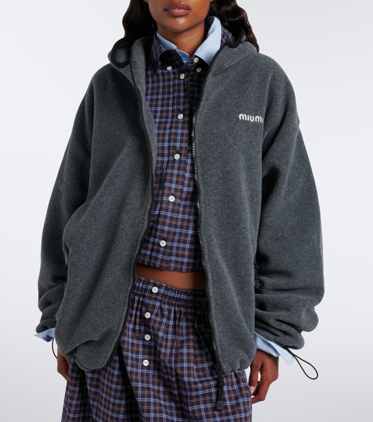 Miu Miu Hooded oversized fleece jacket