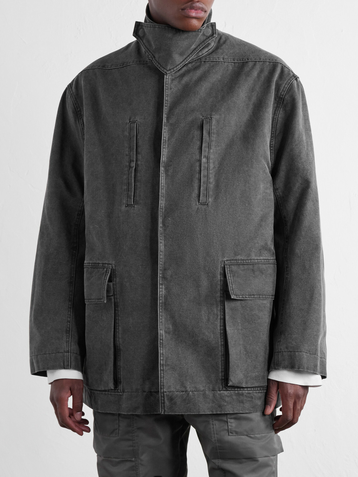 Rick Owens - Padded Washed Cotton-Canvas Coat - Gray