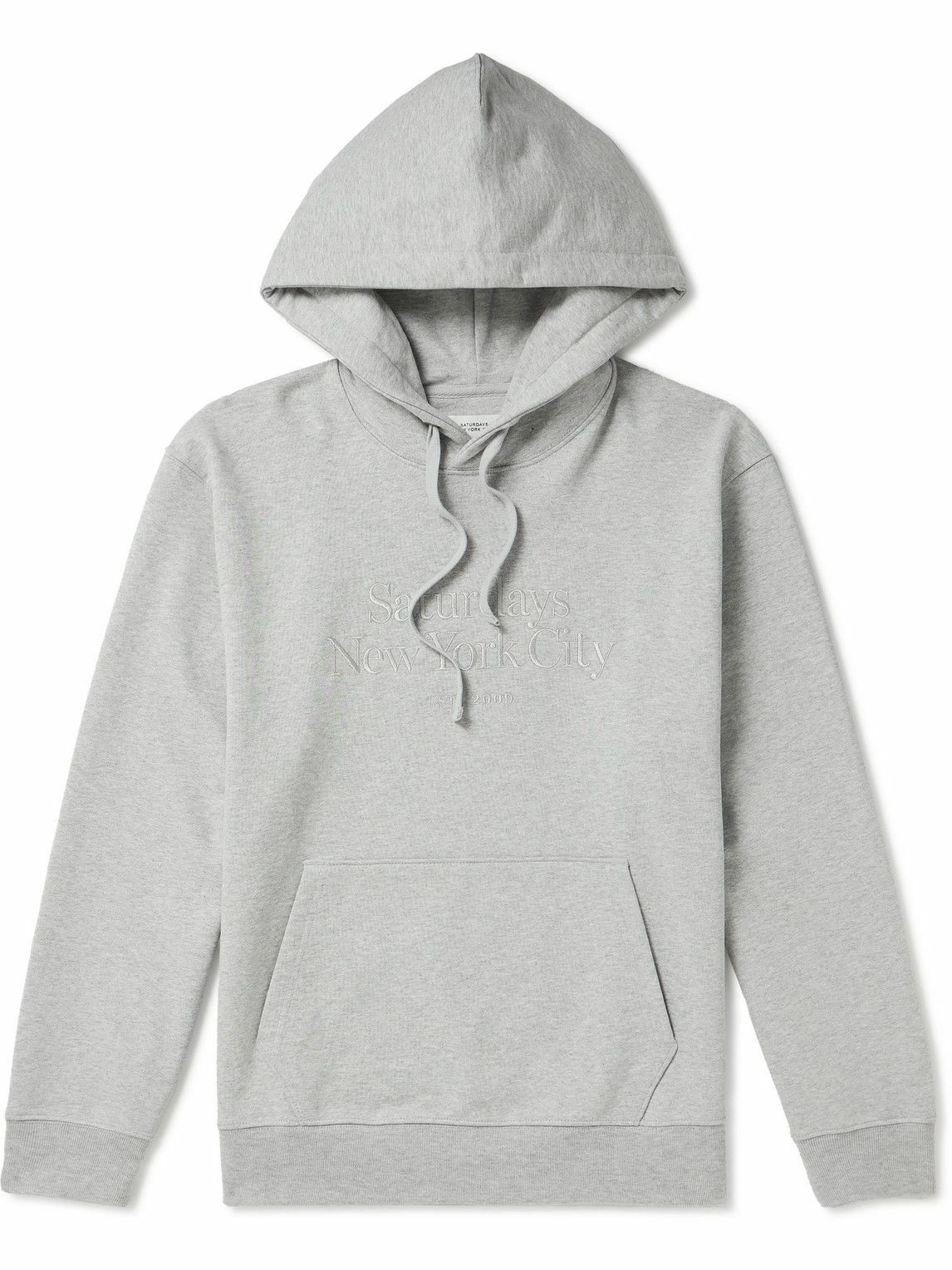 Photo: Saturdays NYC - Ditch Miller Logo-Embroidered Cotton-Jersey Hoodie - Gray