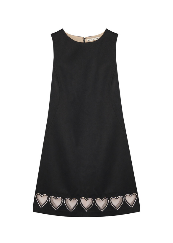 Photo: Alice + Olivia Cade Heart Embellished Satin Mini Dress Black