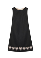 Alice + Olivia Cade Heart Embellished Satin Mini Dress Black