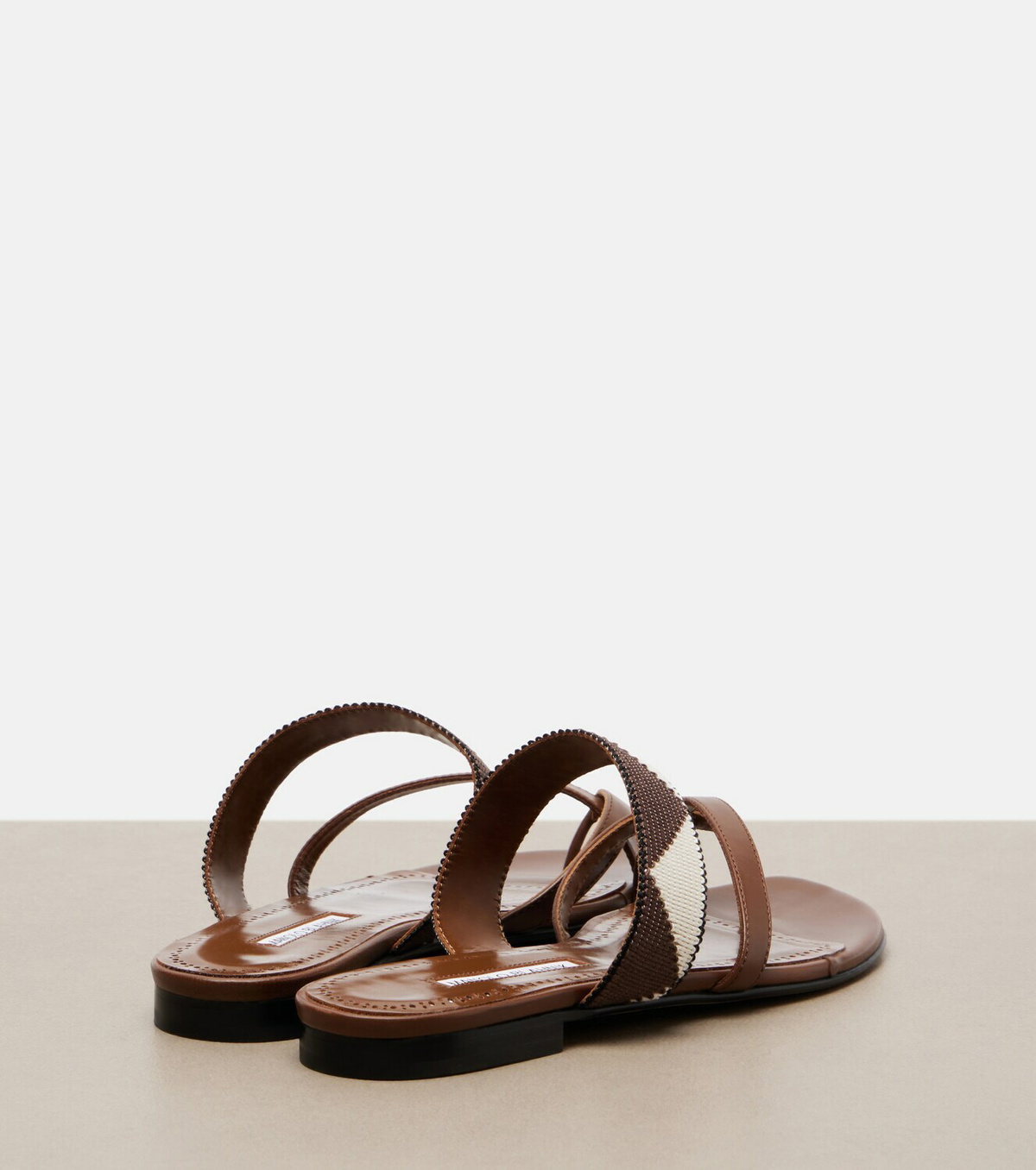 Manolo Blahnik Susastra cotton-trimmed leather sandals