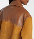 Miu Miu Leather-trimmed oversized suede jacket
